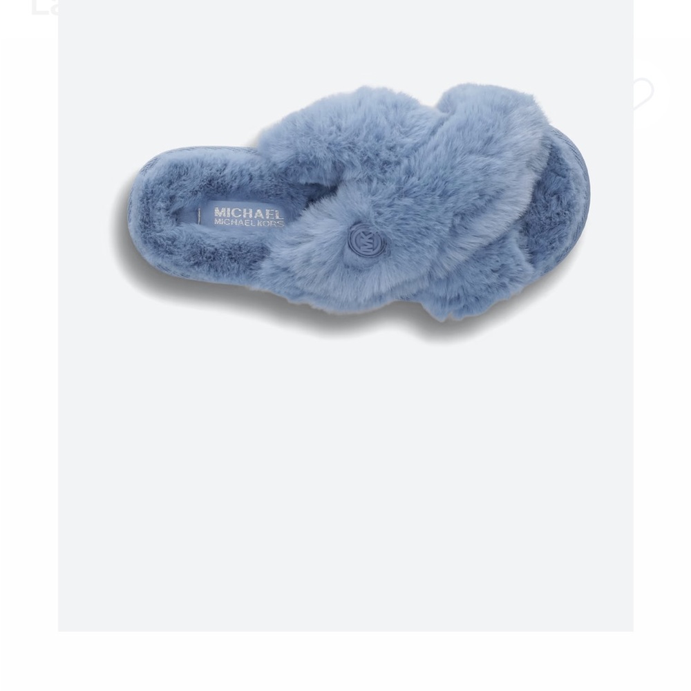 Michael Kors Soft Blue Furry Slippers